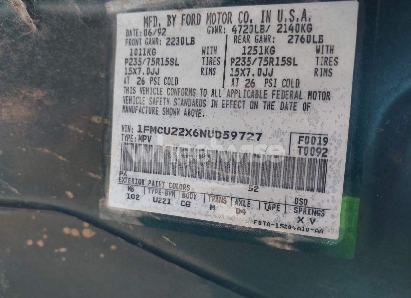 Photo 9 of 1992 Ford Explorer N/A (VIN 1FMCU22X6NUD59727)