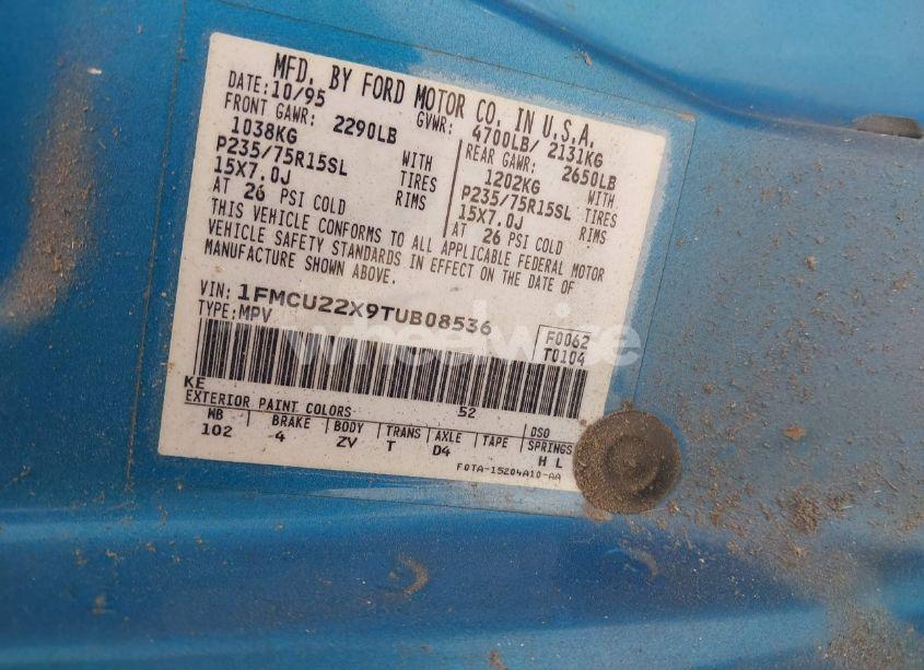 Photo 9 of 1996 Ford Explorer (VIN 1FMCU22X9TUB08536)