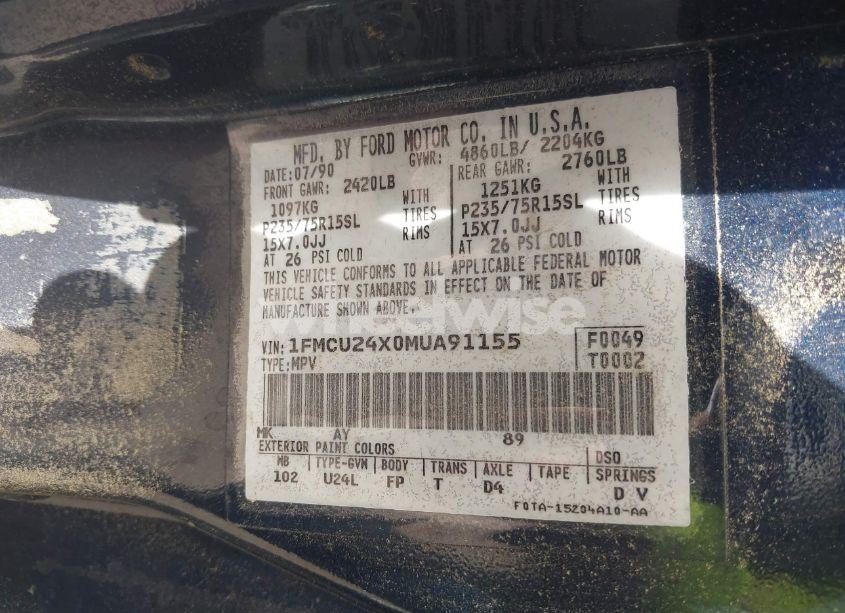 Photo 9 of 1991 Ford Explorer (VIN 1FMCU24X0MUA91155)