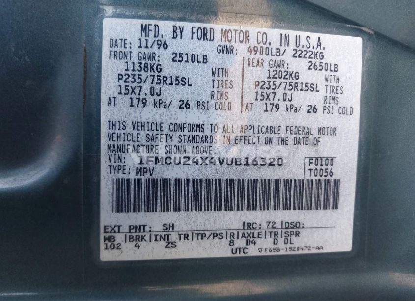 Photo 9 of 1997 Ford Explorer SPORT/XL (VIN 1FMCU24X4VUB16320)