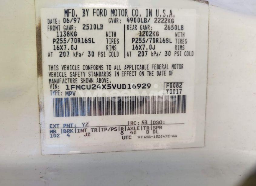 Photo 9 of 1997 Ford Explorer SPORT/XL (VIN 1FMCU24X5VUD16929)