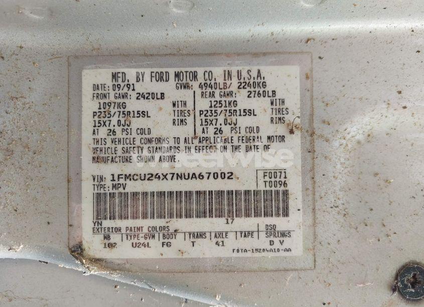 Photo 9 of 1992 Ford Explorer N/A (VIN 1FMCU24X7NUA67002)