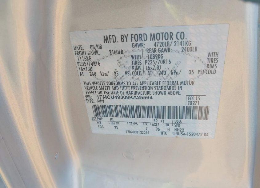 Photo 9 of 2009 Ford Escape HYBRID LIMITED (VIN 1FMCU49309KA25564)
