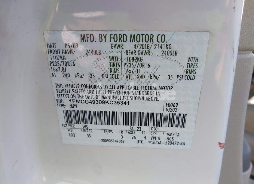 Photo 9 of 2009 Ford Escape HYBRID LIMITED (VIN 1FMCU49309KC35341)