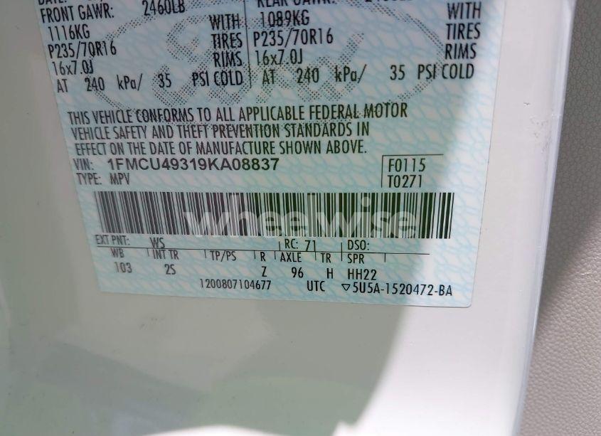 Photo 9 of 2009 Ford Escape HYBRID (VIN 1FMCU49319KA08837)