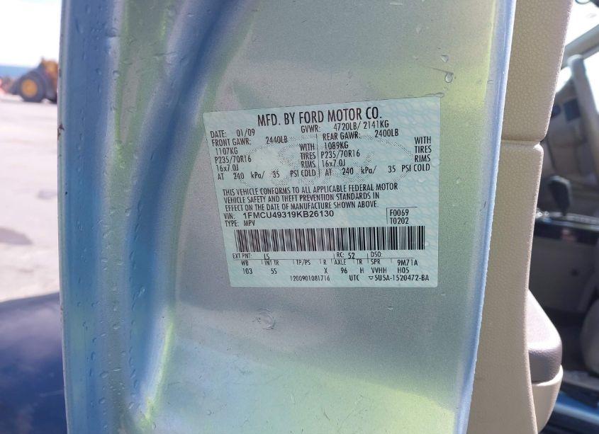 Photo 9 of 2009 Ford Escape HYBRID LIMITED (VIN 1FMCU49319KB26130)