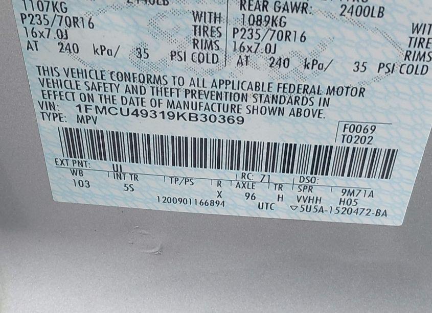 Photo 9 of 2009 Ford Escape HYBRID LIMITED (VIN 1FMCU49319KB30369)