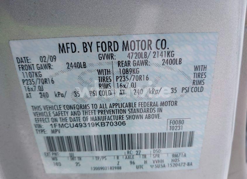 Photo 9 of 2009 Ford Escape HYBRID LIMITED (VIN 1FMCU49319KB70306)