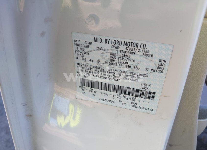 Photo 9 of 2009 Ford Escape HYBRID LIMITED (VIN 1FMCU49329KA17837)