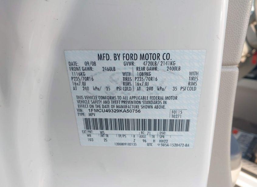 Photo 9 of 2009 Ford Escape HYBRID LIMITED (VIN 1FMCU49329KA50756)