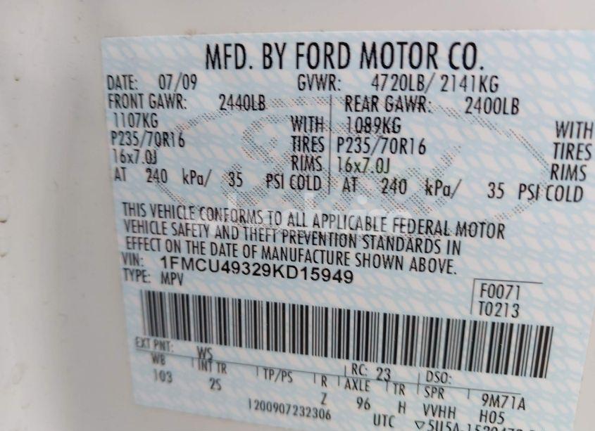 Photo 9 of 2009 Ford Escape HYBRID LIMITED (VIN 1FMCU49329KD15949)