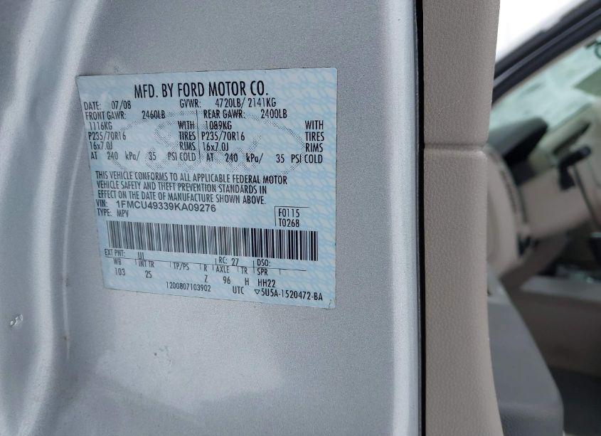 Photo 9 of 2009 Ford Escape HYBRID LIMITED (VIN 1FMCU49339KA09276)
