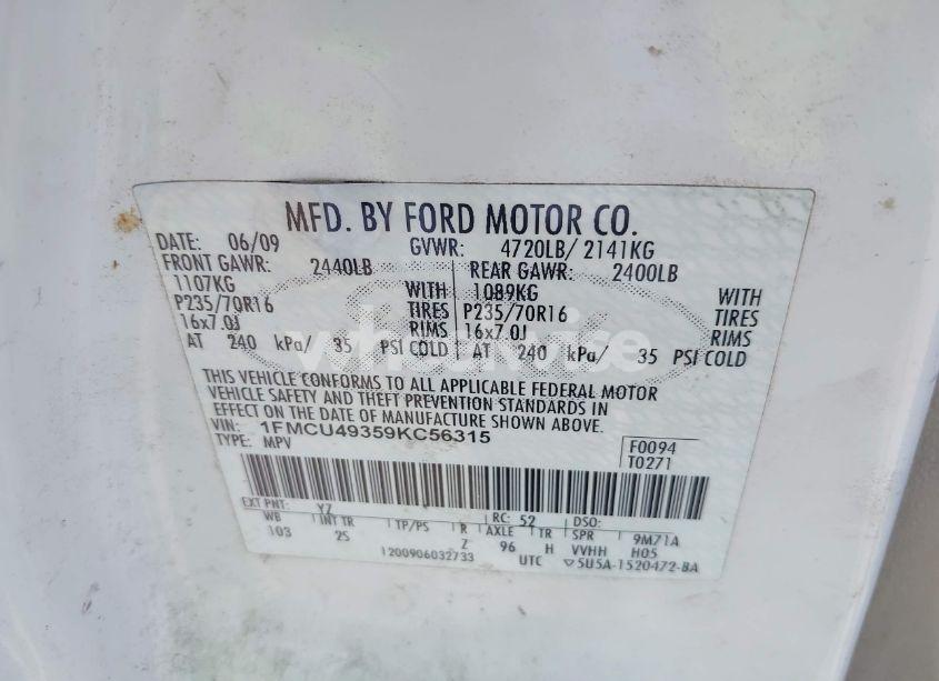Photo 9 of 2009 Ford Escape HYBRID LIMITED (VIN 1FMCU49359KC56315)