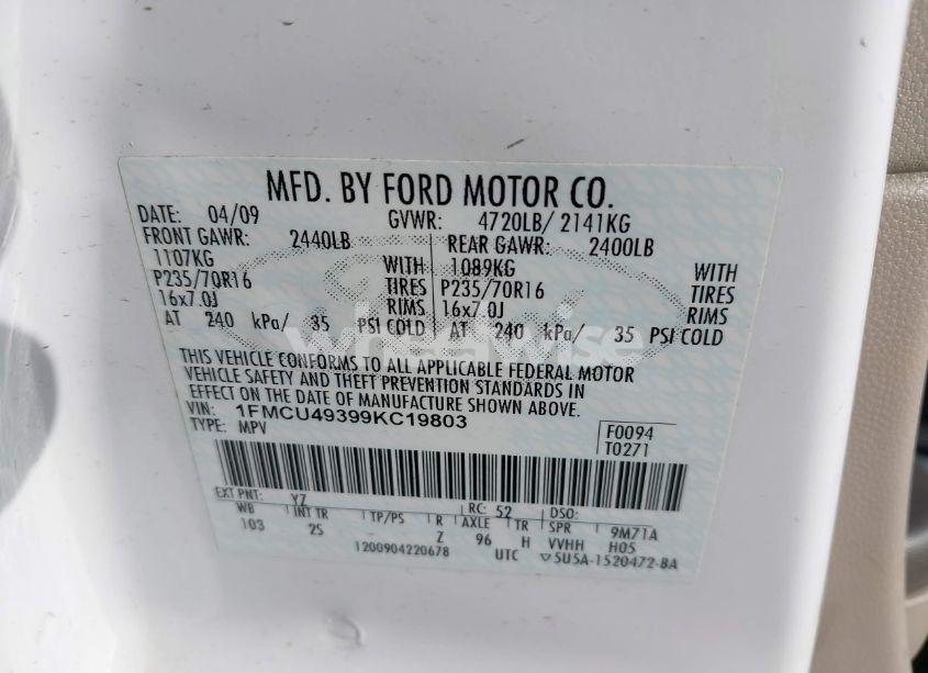 Photo 9 of 2009 Ford Escape HYBRID LIMITED (VIN 1FMCU49399KC19803)