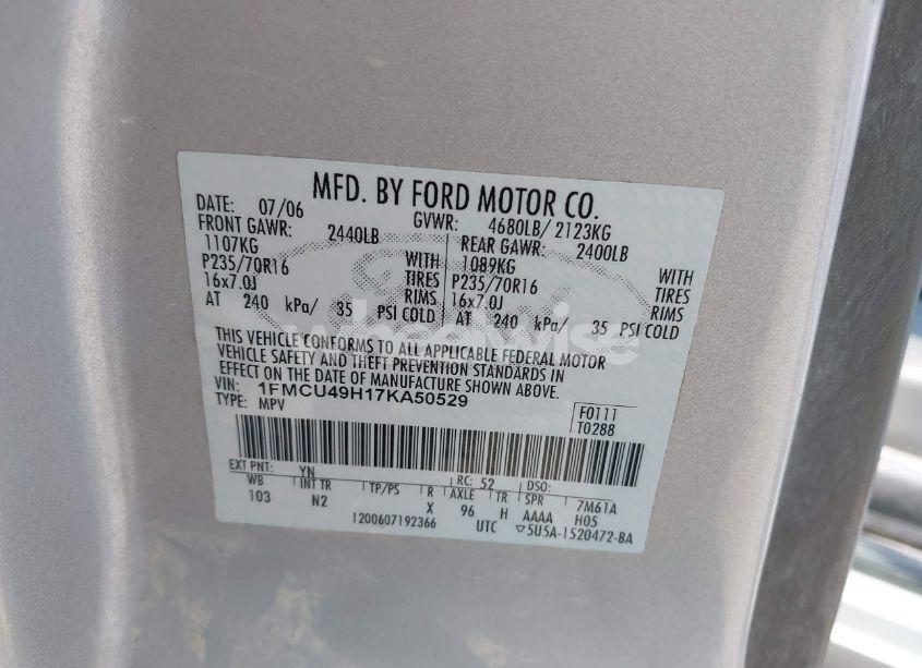 Photo 9 of 2007 Ford Escape HYBRID (VIN 1FMCU49H17KA50529)