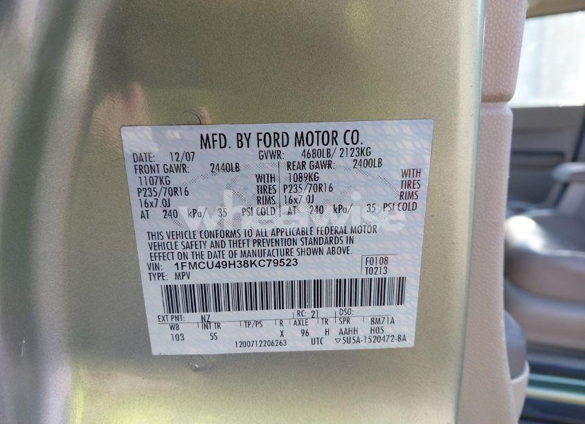 Photo 9 of 2008 Ford Escape HYBRID (VIN 1FMCU49H38KC79523)