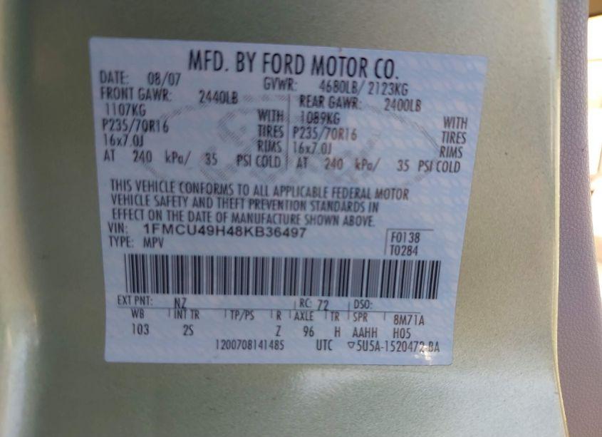 Photo 9 of 2008 Ford Escape HYBRID (VIN 1FMCU49H48KB36497)