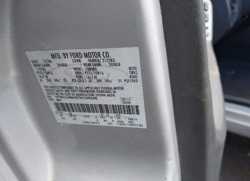 Photo 9 of 2007 Ford Escape HYBRID (VIN 1FMCU49H57KC09245)