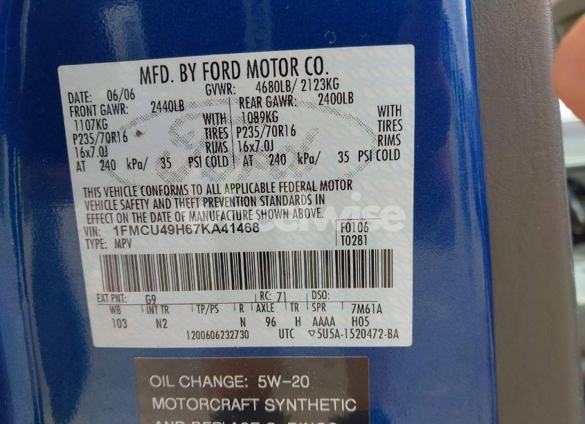Photo 9 of 2007 Ford Escape HYBRID (VIN 1FMCU49H67KA41468)