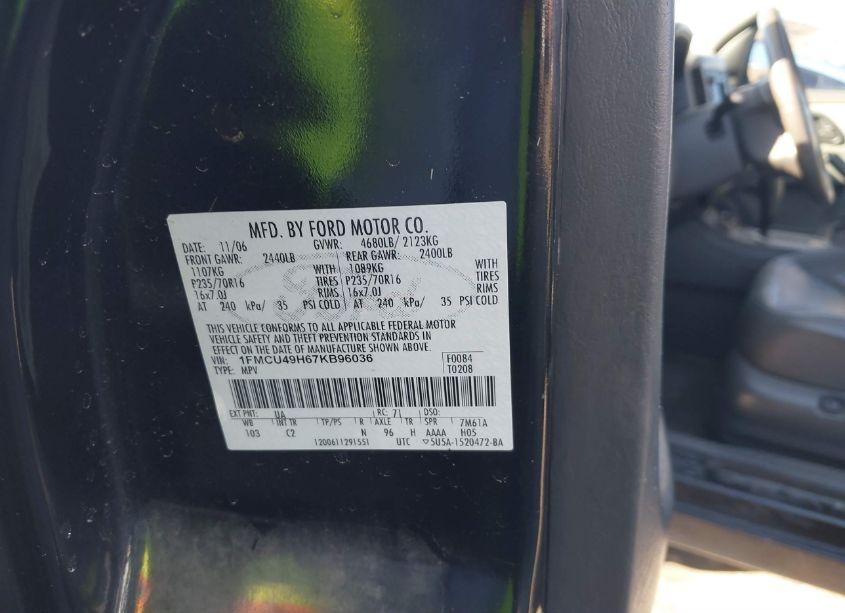 Photo 9 of 2007 Ford Escape HYBRID (VIN 1FMCU49H67KB96036)