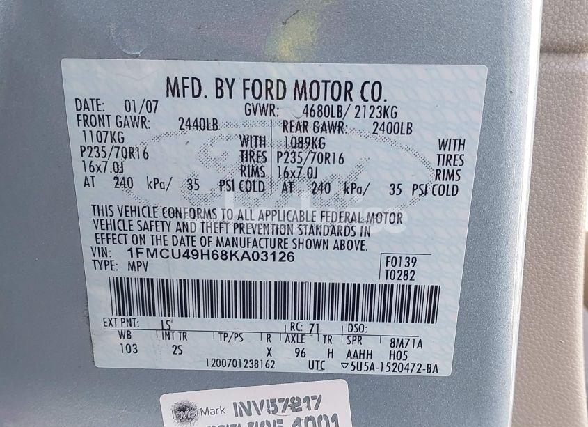 Photo 9 of 2008 Ford Escape HYBRID (VIN 1FMCU49H68KA03126)