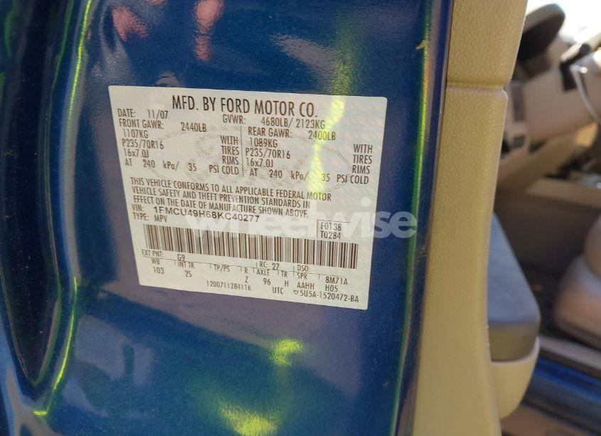 Photo 9 of 2008 Ford Escape HYBRID (VIN 1FMCU49H68KC40277)