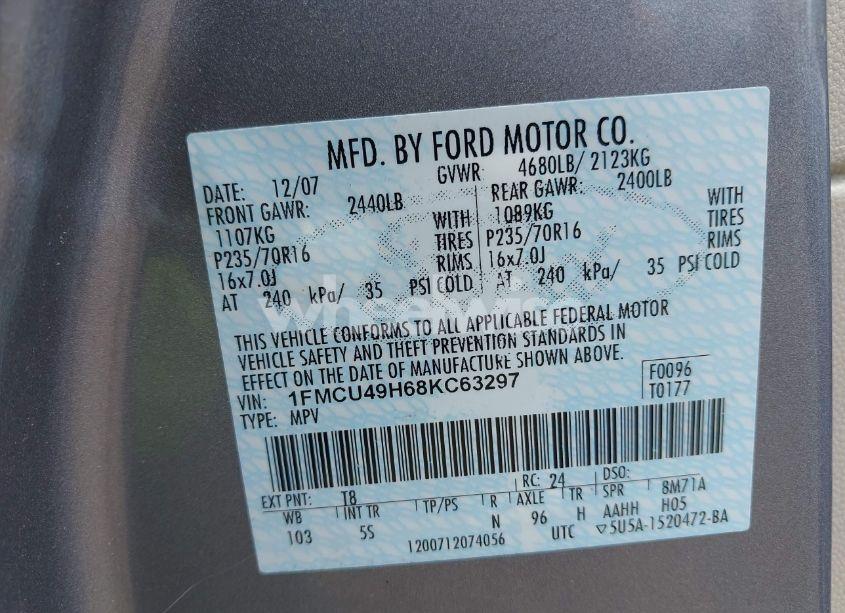 Photo 9 of 2008 Ford Escape HYBRID (VIN 1FMCU49H68KC63297)