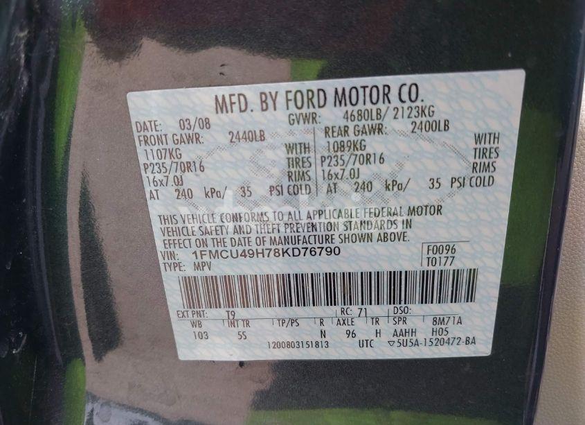 Photo 9 of 2008 Ford Escape HYBRID (VIN 1FMCU49H78KD76790)