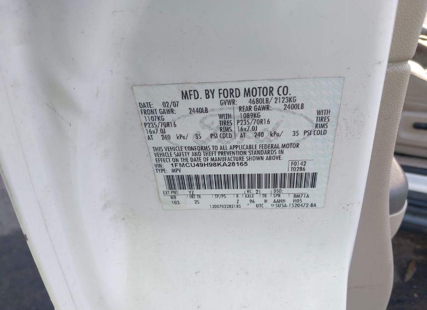 Photo 9 of 2008 Ford Escape HYBRID (VIN 1FMCU49H98KA28165)