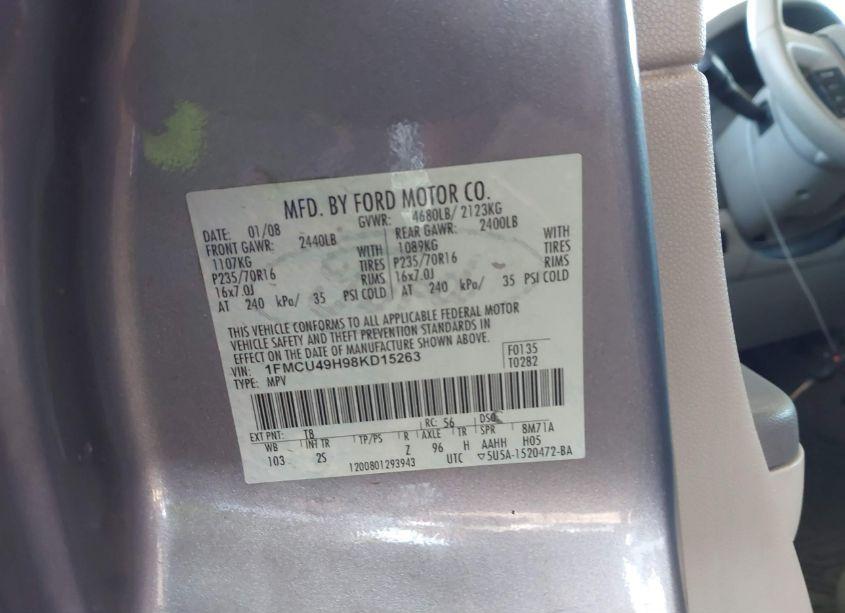 Photo 9 of 2008 Ford Escape HYBRID (VIN 1FMCU49H98KD15263)