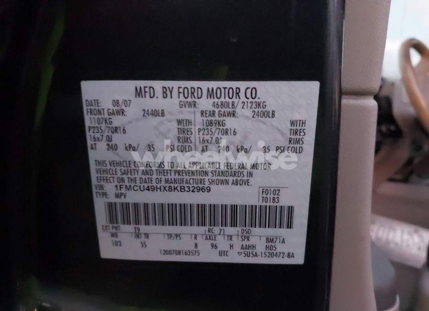 Photo 9 of 2008 Ford Escape HYBRID (VIN 1FMCU49HX8KB32969)