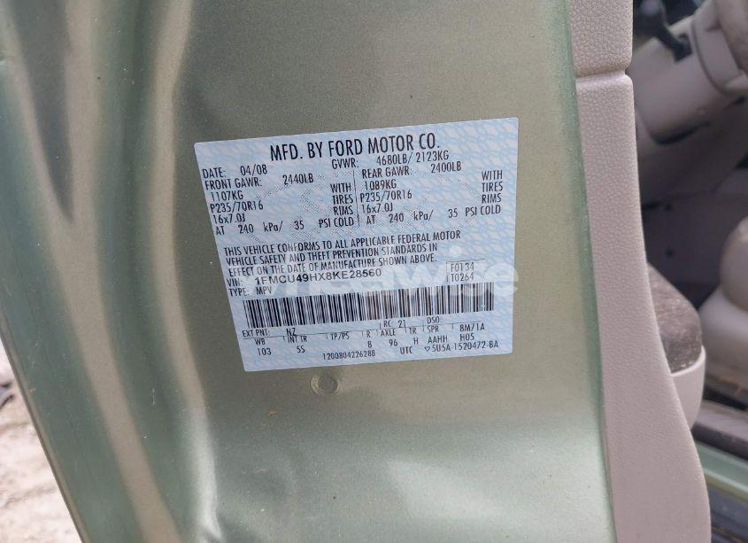 Photo 9 of 2008 Ford Escape HYBRID (VIN 1FMCU49HX8KE28560)