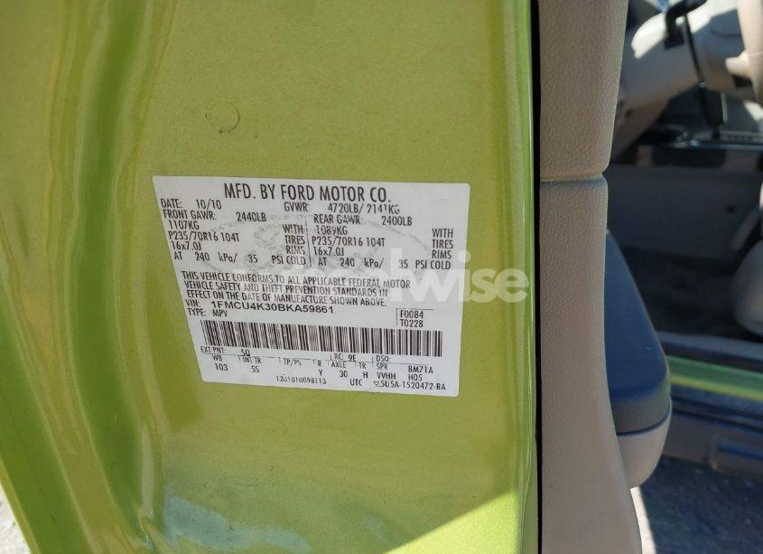 Photo 9 of 2011 Ford Escape HYBRID LIMITED (VIN 1FMCU4K30BKA59861)