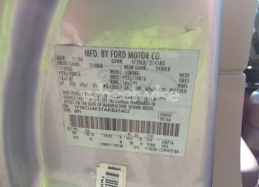 Photo 9 of 2010 Ford Escape HYBRID LIMITED (VIN 1FMCU4K37AKB21402)