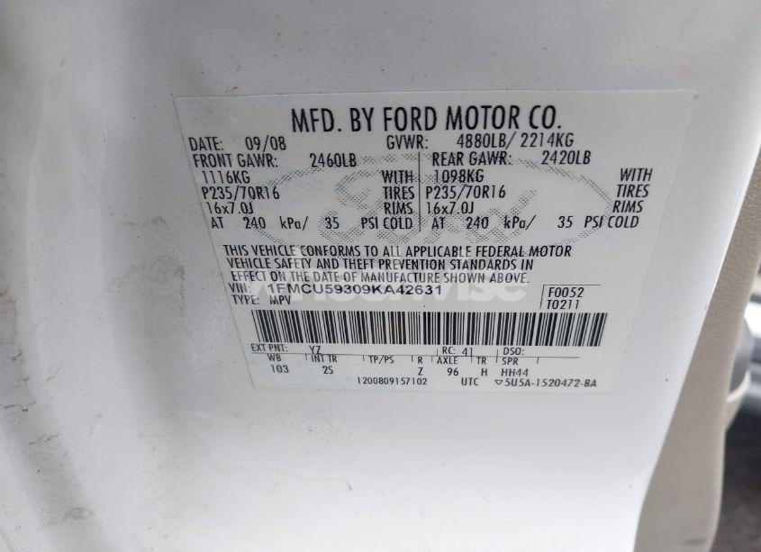Photo 9 of 2009 Ford Escape HYBRID LIMITED (VIN 1FMCU59309KA42631)