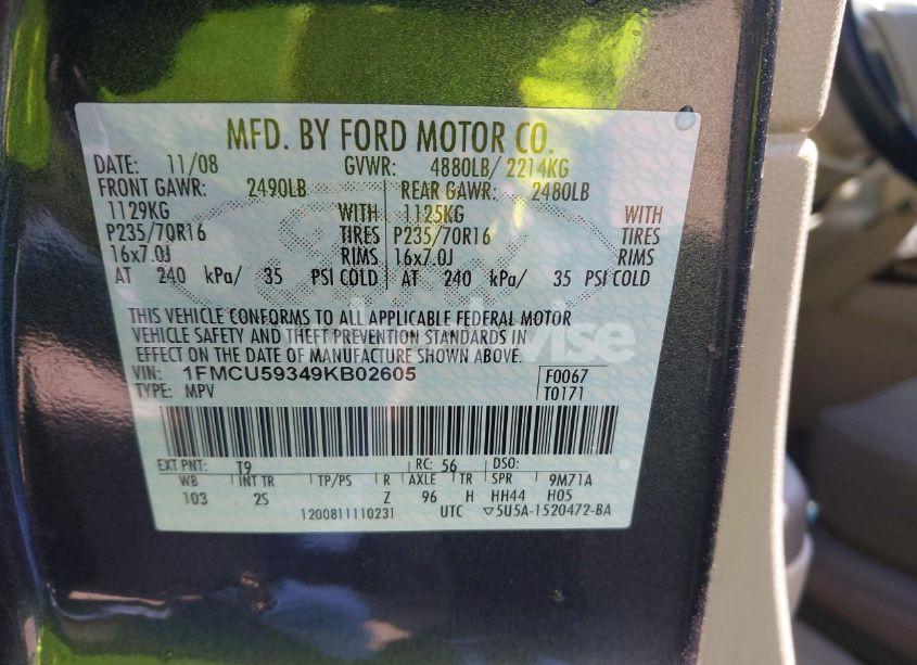 Photo 9 of 2009 Ford Escape HYBRID LIMITED (VIN 1FMCU59349KB02605)