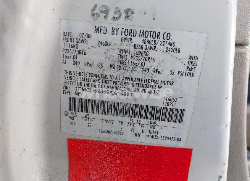 Photo 9 of 2009 Ford Escape HYBRID LIMITED (VIN 1FMCU59369KA16681)