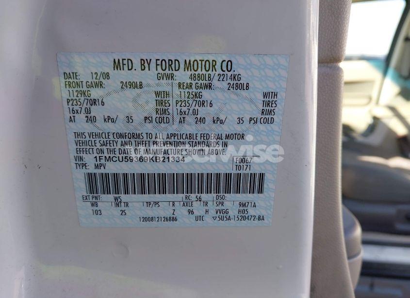 Photo 9 of 2009 Ford Escape HYBRID (VIN 1FMCU59369KB21334)