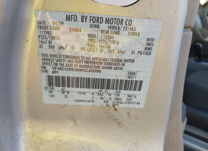 Photo 9 of 2009 Ford Escape HYBRID LIMITED (VIN 1FMCU59369KC20090)