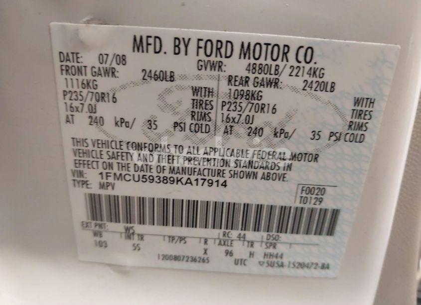 Photo 9 of 2009 Ford Escape HYBRID LIMITED (VIN 1FMCU59389KA17914)
