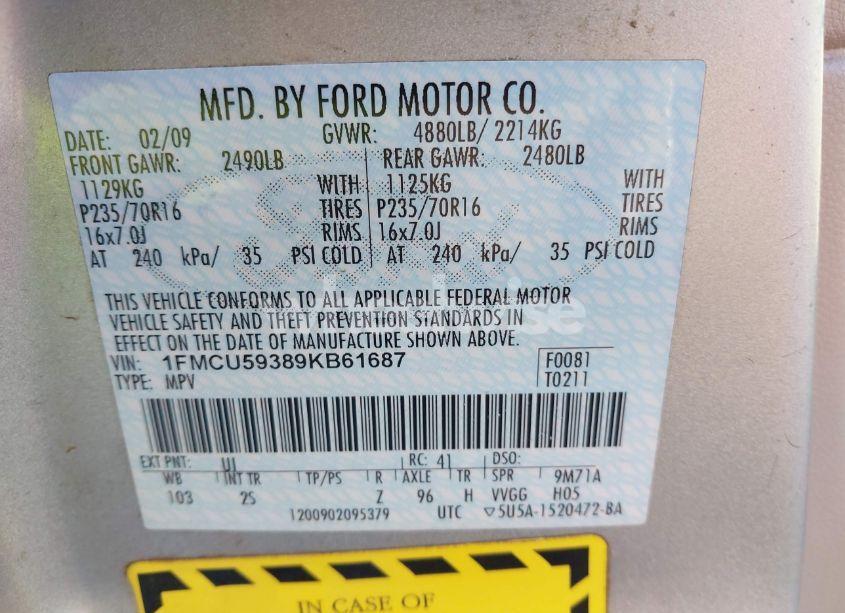 Photo 9 of 2009 Ford Escape HYBRID LIMITED (VIN 1FMCU59389KB61687)