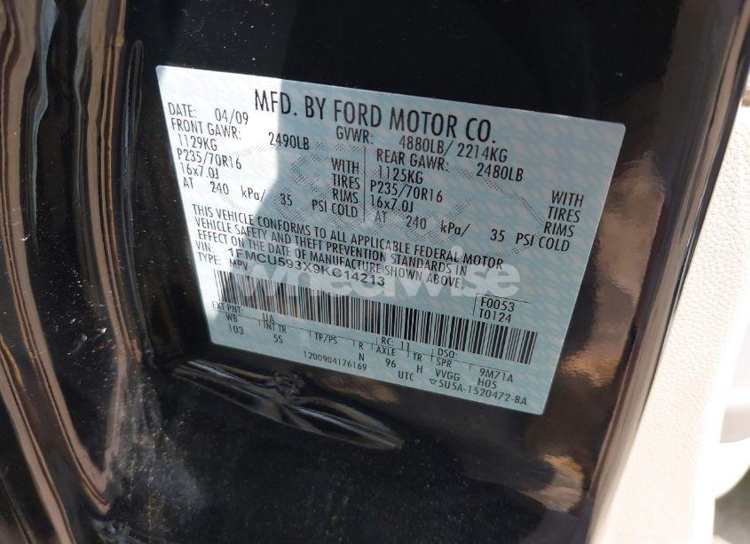 Photo 9 of 2009 Ford Escape HYBRID LIMITED (VIN 1FMCU593X9KC14213)