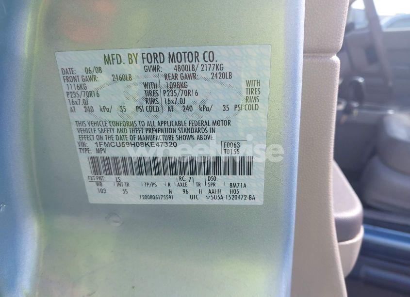 Photo 9 of 2008 Ford Escape HYBRID (VIN 1FMCU59H08KE47320)