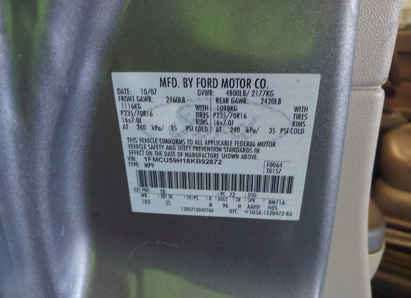 Photo 9 of 2008 Ford Escape HYBRID (VIN 1FMCU59H18KB92872)