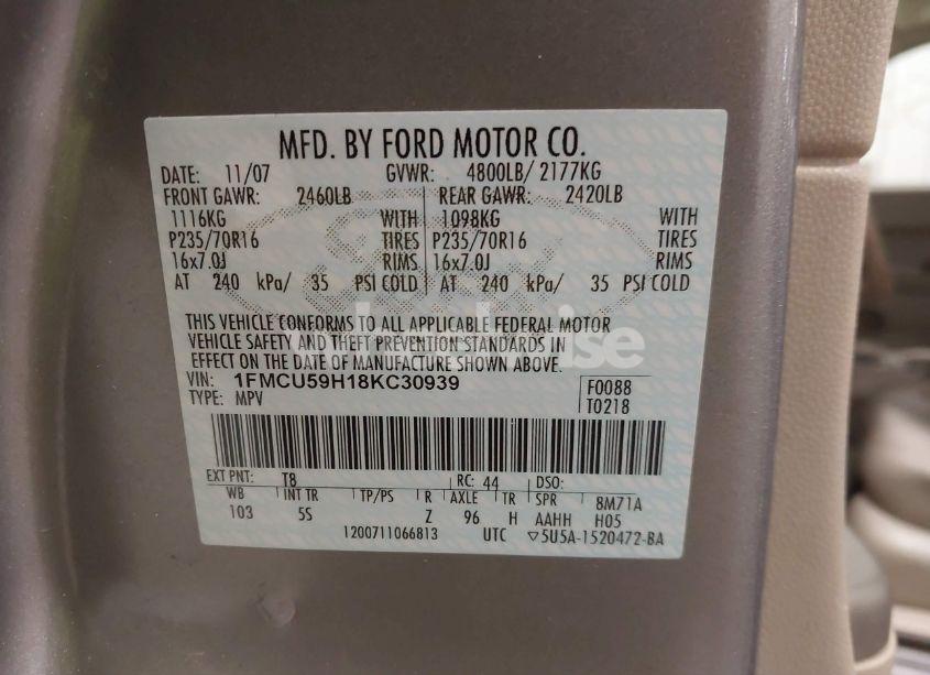 Photo 9 of 2008 Ford Escape HYBRID (VIN 1FMCU59H18KC30939)