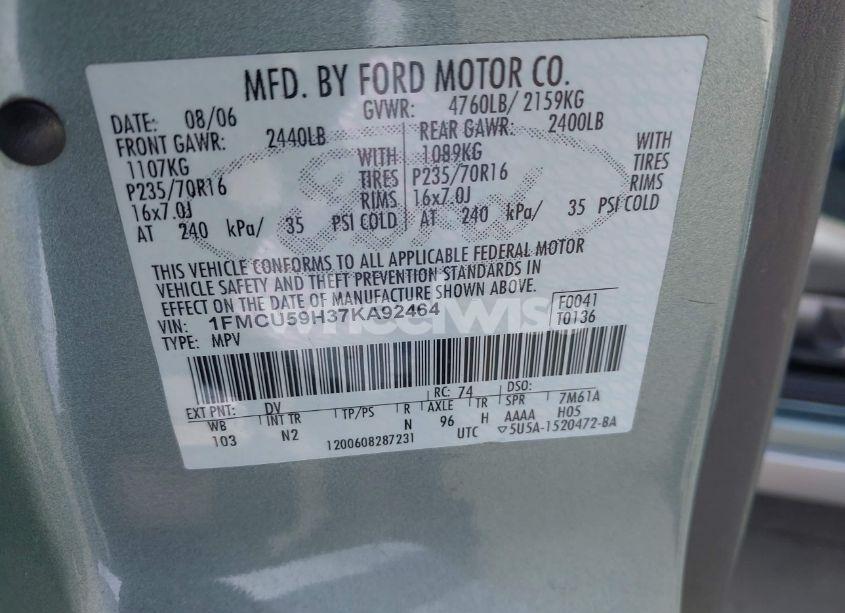 Photo 9 of 2007 Ford Escape HYBRID (VIN 1FMCU59H37KA92464)