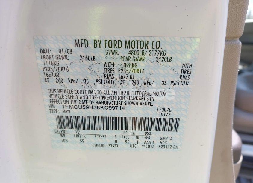 Photo 9 of 2008 Ford Escape HYBRID (VIN 1FMCU59H38KC99714)