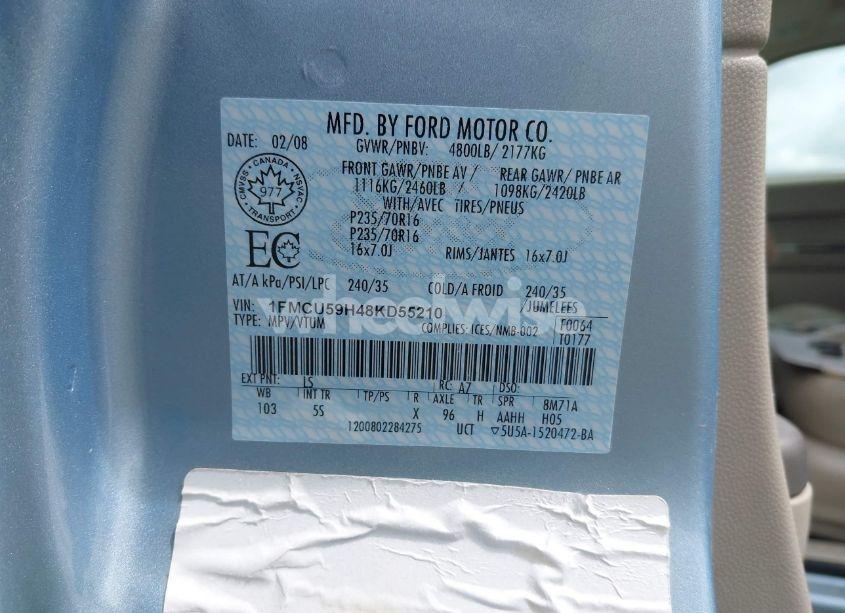 Photo 9 of 2008 Ford Escape HYBRID (VIN 1FMCU59H48KD55210)