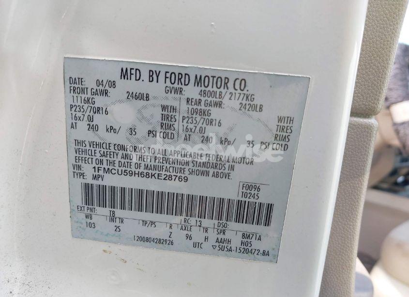 Photo 9 of 2008 Ford Escape HYBRID (VIN 1FMCU59H68KE28769)