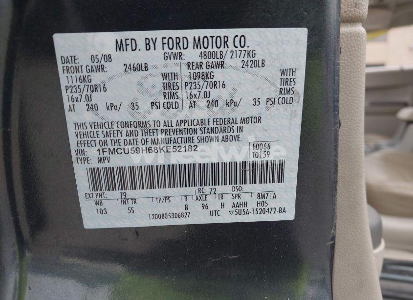 Photo 9 of 2008 Ford Escape HYBRID (VIN 1FMCU59H68KE52182)